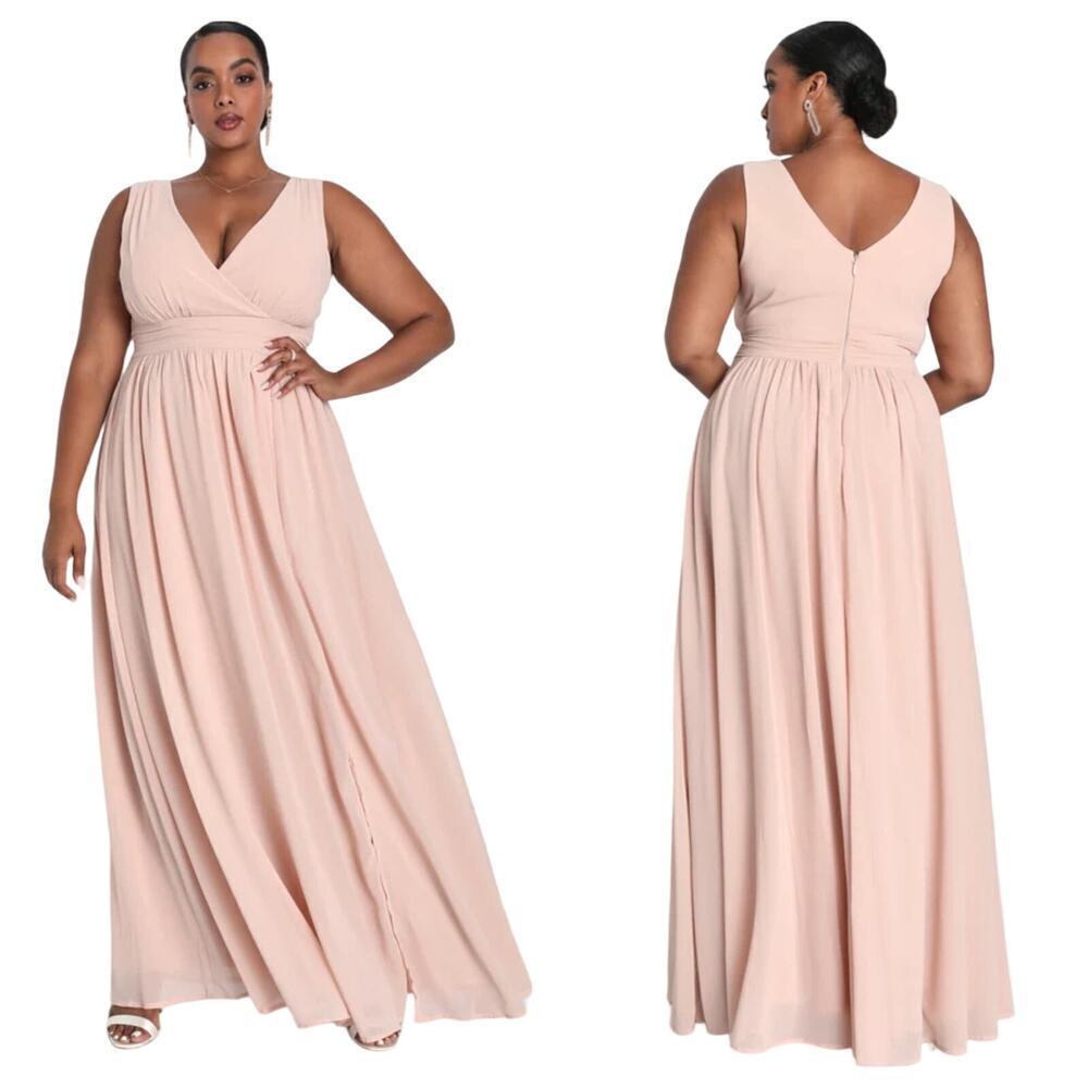 Lulu's Blush Pink V-Neck Sleeveless Maxi Dress